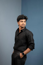 Cotton Shirt for Men | Stylish Slim Fit, Comfortable & Breathable - Black